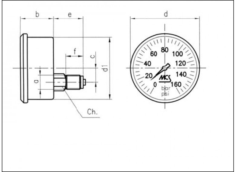 M063 0-250 bar, zadní vývod